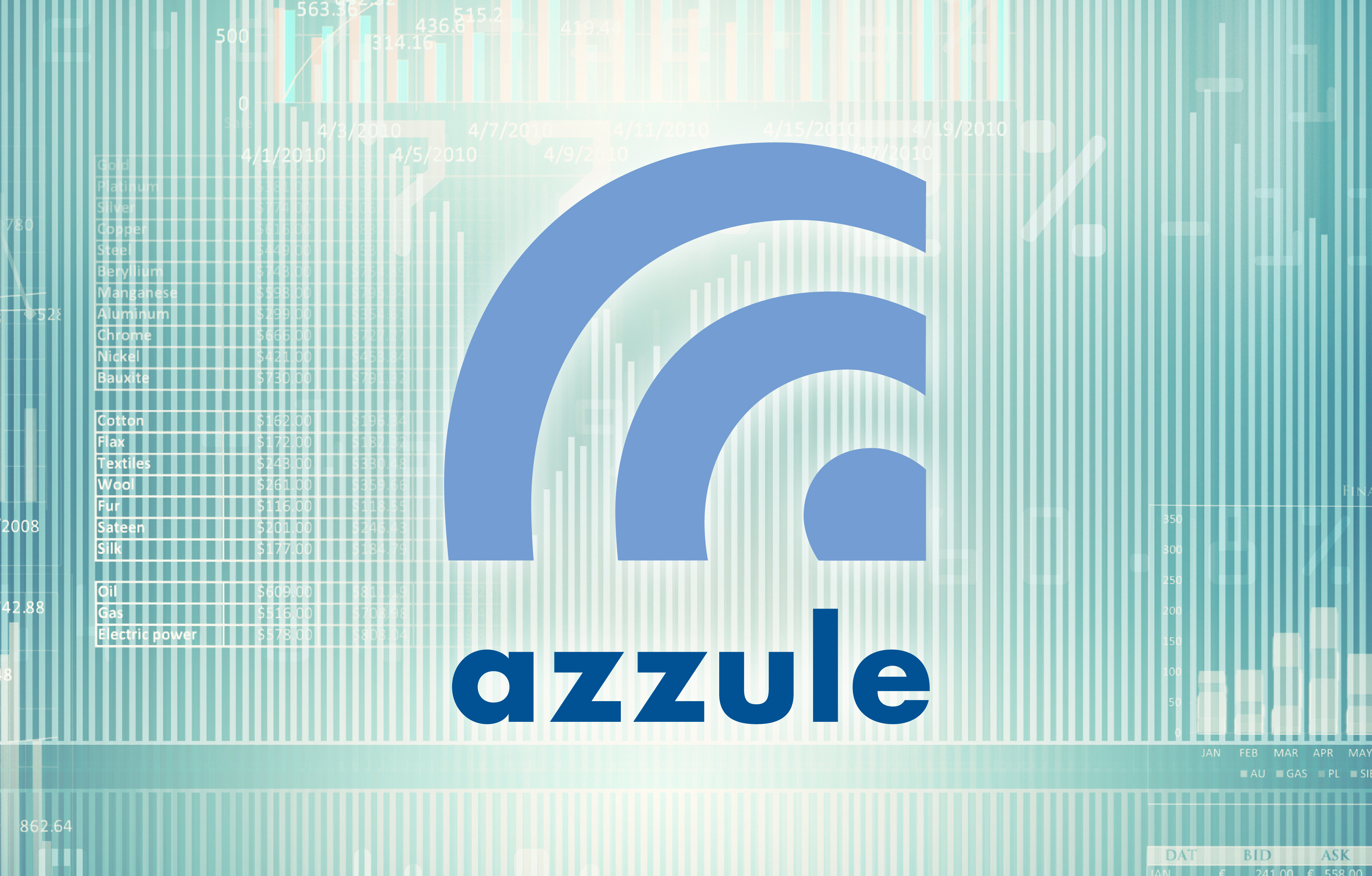 Azzule Systems, Blue Azzule Graphbic and Azzule Logo Type with Technology Background Graphics