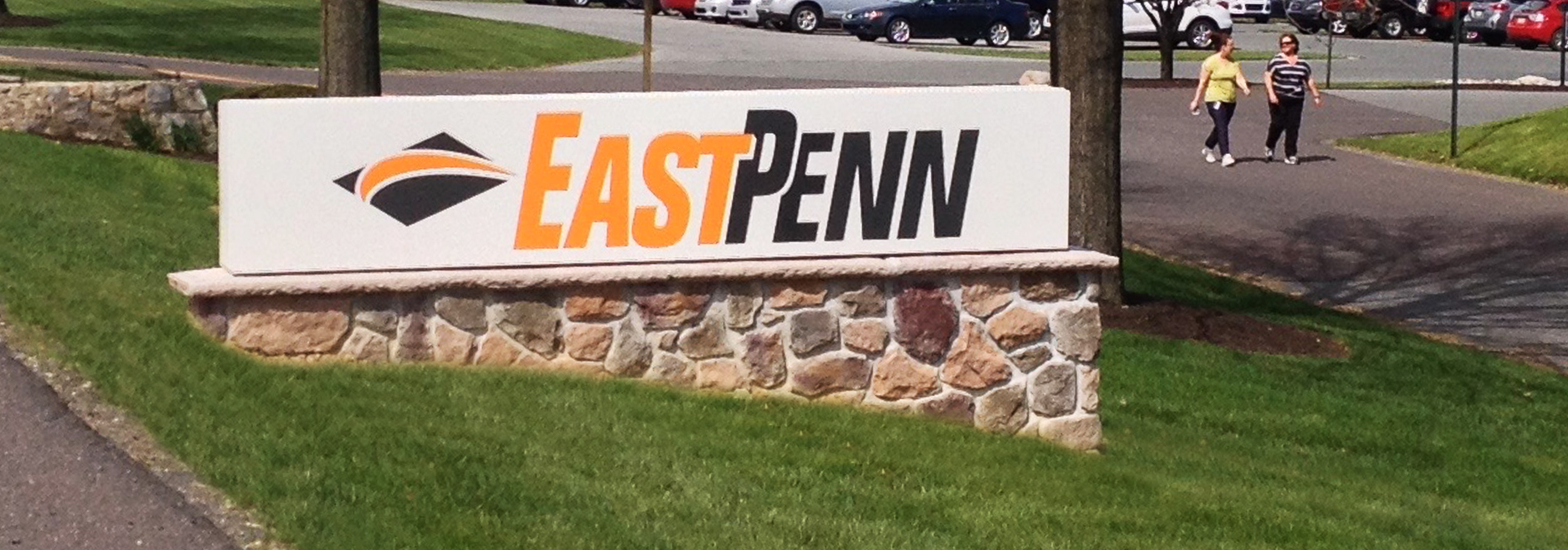 East Penn Manufacturing Logo Headquarters Signage, orange and black