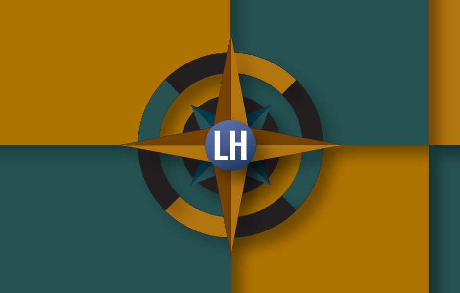 Leisawitz Heller Compass Graphic, with color block background