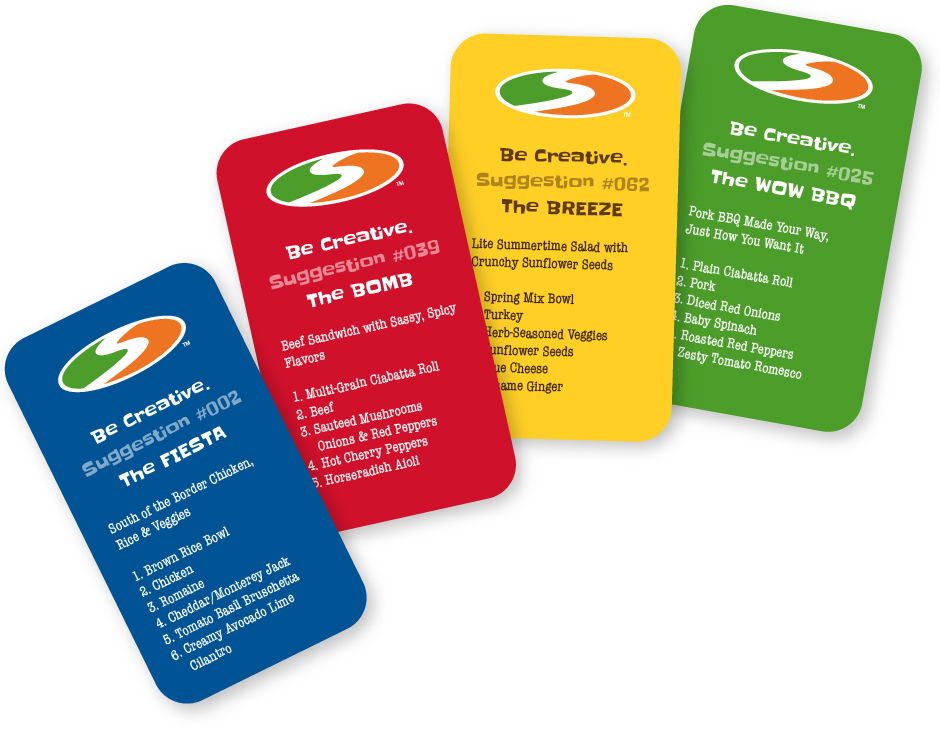 Shredwich Newbie Cards, 4, in blue, red, yellow and green